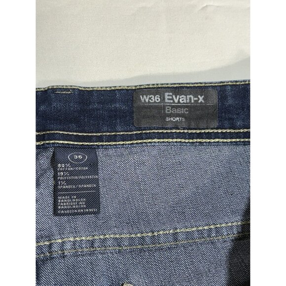 Buffalo David Bitton Evan-X Basic Denim Shorts Mens W36 Jorts Stretch Whiskering - Picture 3 of 11